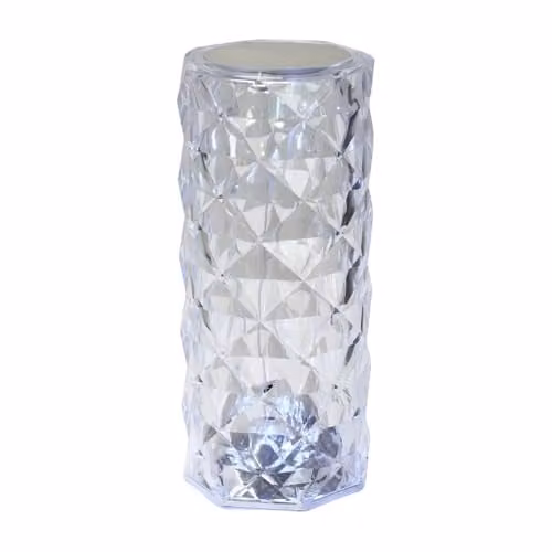 ValueLights Crystal Diamond Rose LED Table Lamp with RGB Colour Changing Light, Remote and Touch Control, Multicolour and Transparent