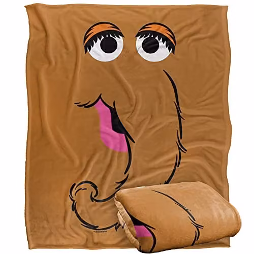 LOGOVISION Sesame Street Snuffleupagus Face Super Soft Fleece Throw Blanket, White, W: 152 cm, D: 127 cm
