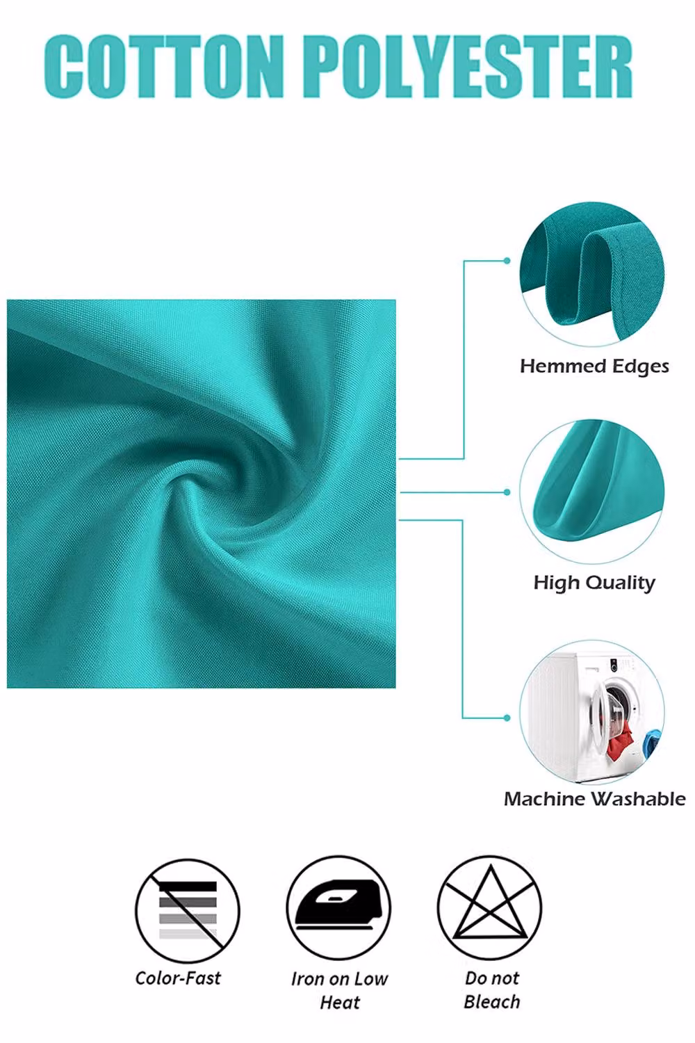 Neel Blue Turquoise Polyester Reusable Table Napkins, 10 Pack – 2