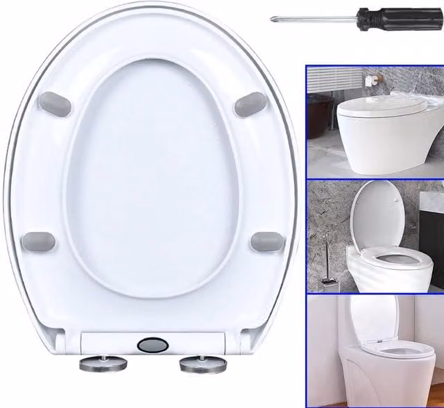 Kelvenix White Oval Anti-Slam Universal Heavy Duty Toilet Seat Hinges