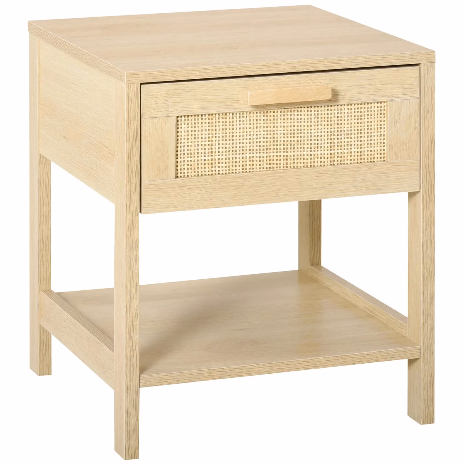 Rafaelo Mobilia Rattan Bedside Table with Drawer and Shelf in Brown and Beige, W: 40 cm, D: 40 cm, H: 48 cm – 4