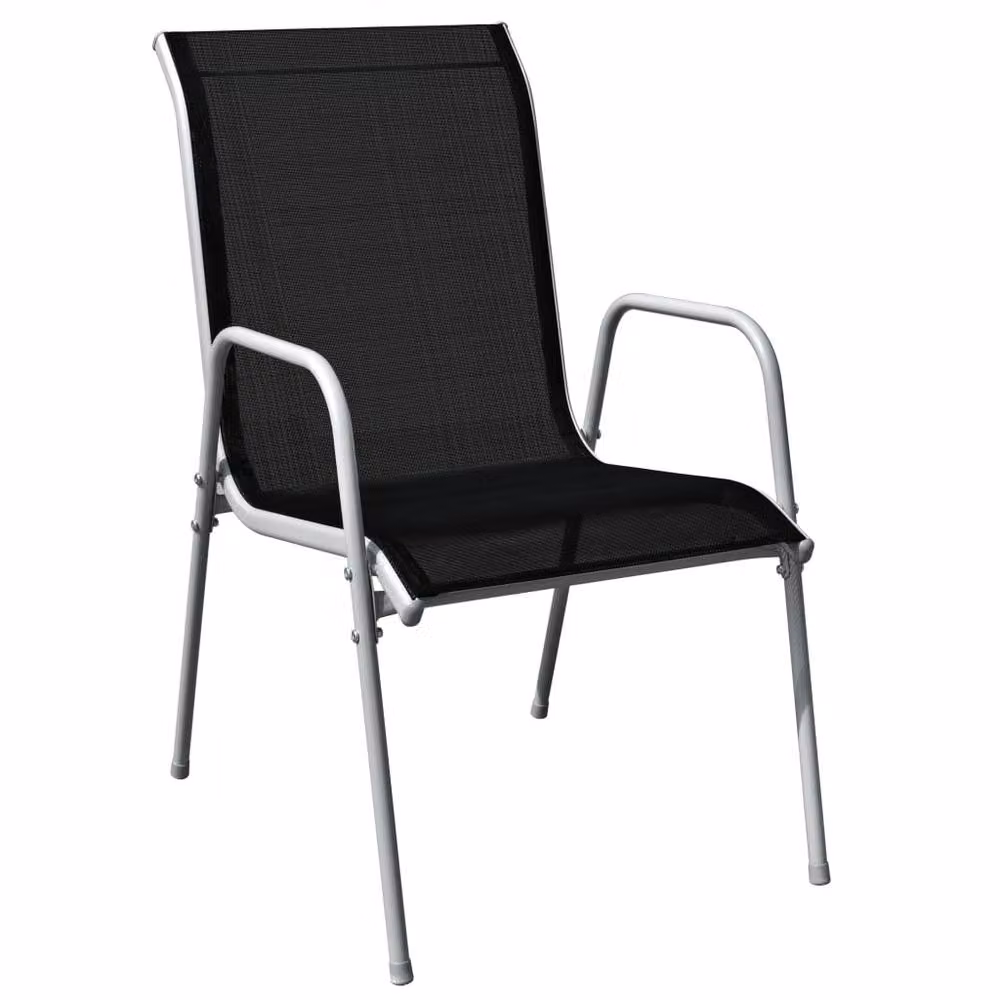 Berkfield Home 5 Piece Outdoor Dining Set in Black and Grey Steel and Glass – 2