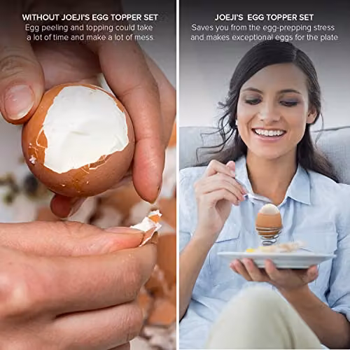 Joeji's Kitchen 5 Piece Stainless Steel Egg Topper and Spoon Set in Silver – 3