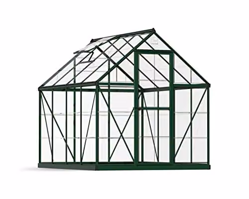 Palram Canopia Harmony 6x8 Green Greenhouse with Clear Polycarbonate Panels and Aluminium Frame – 1