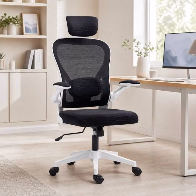 STILVORA Ergonomic Mesh Office Chair with Headrest and Armrests in Black