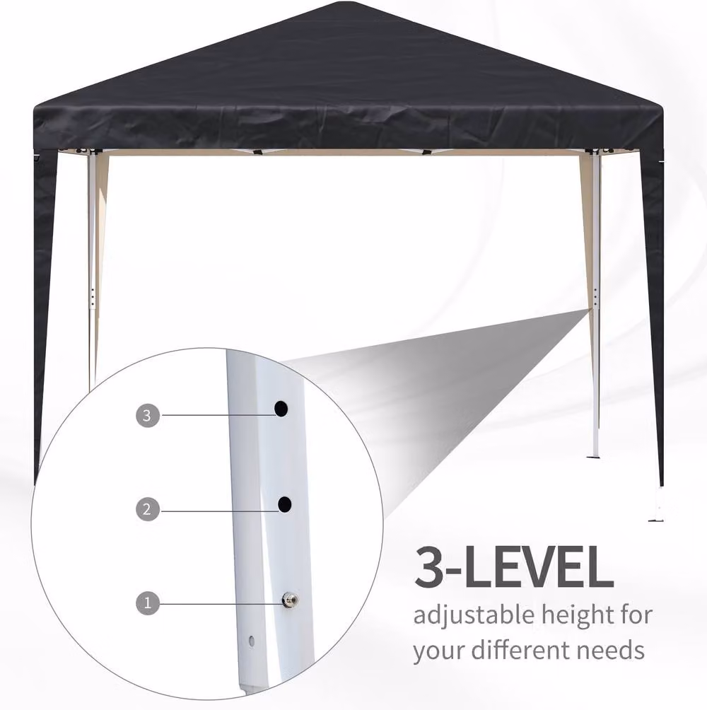 STILVORA Black Hip Roof Garden Gazebo W/D: 295 x 295 cm, H: 255 cm – 4
