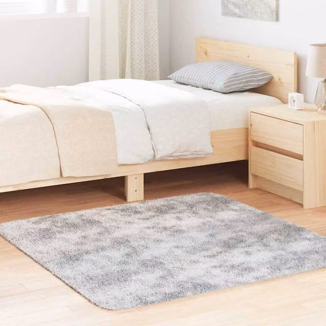 Berkfield Home NAVARRA Shaggy High Pile Rug, Light Grey, W/D/H: 120 x 120 x 1 cm