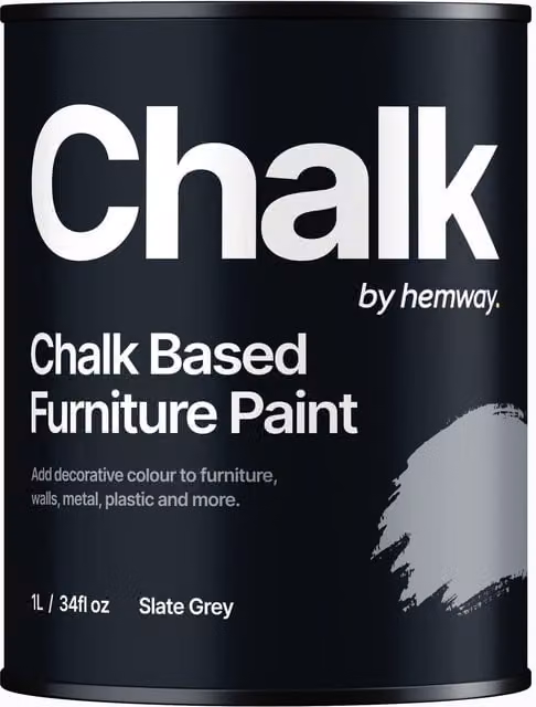 Hemway Chalk Based Furniture Paint in Flat Matt Slate Grey, 1L
