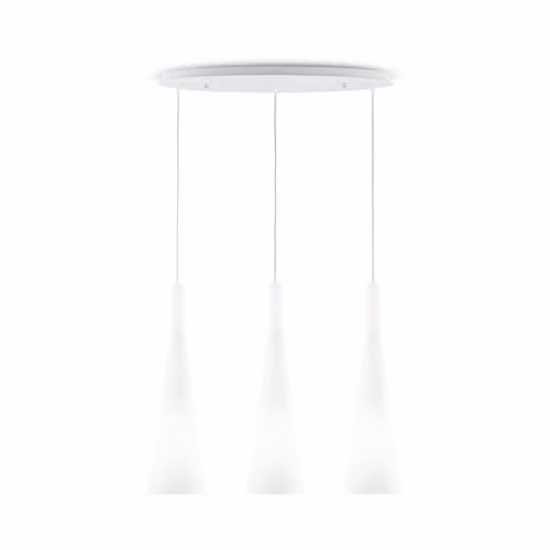 Netlighting Milk 3 Light Suspended Ceiling Pendant Light in White with Glass Cones and Height Adjustment