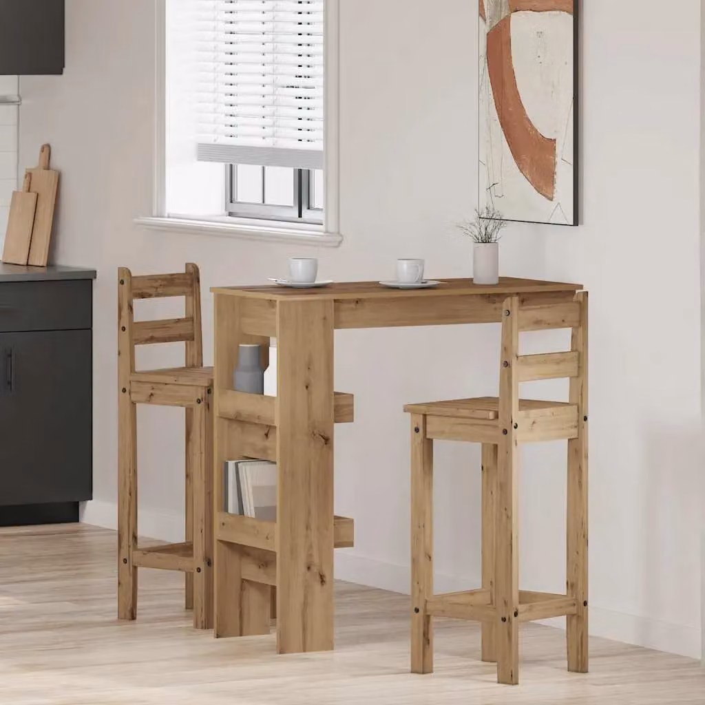 Berkfield Home Artisan Oak Wall Bar Table in Brown, W/D/H: 102 x 45 x 103.5 cm – 2
