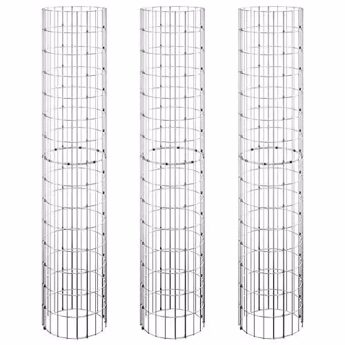 vidaXL Set of 3 Circular Galvanised Steel Gabion Raised Beds, Silver, Diameter: 30 cm, Height: 150 cm