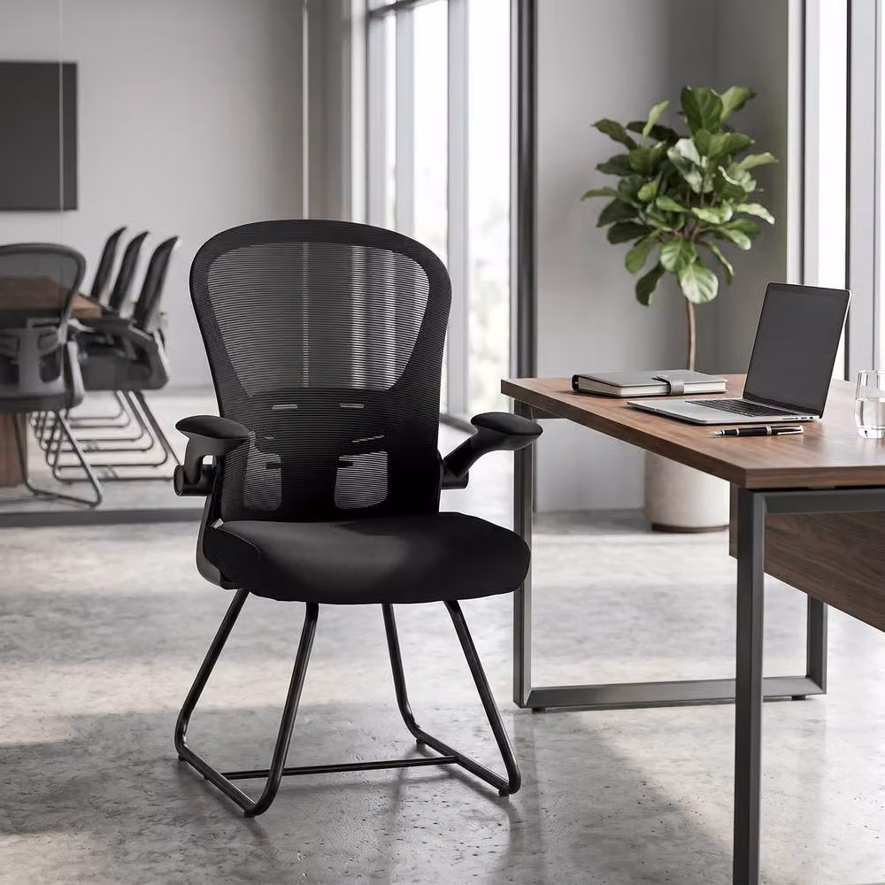 STILVORA Black Conference Chair with Flip-up Arms and Mesh Back – 2