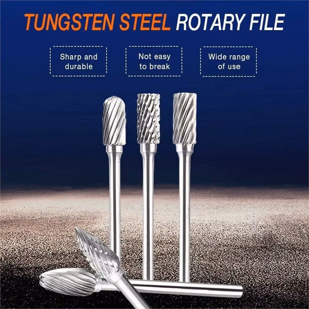Nordara 10-Piece Double Cut Tungsten Carbide Rotary Burrs in Silver, 3 x 6 mm – 5