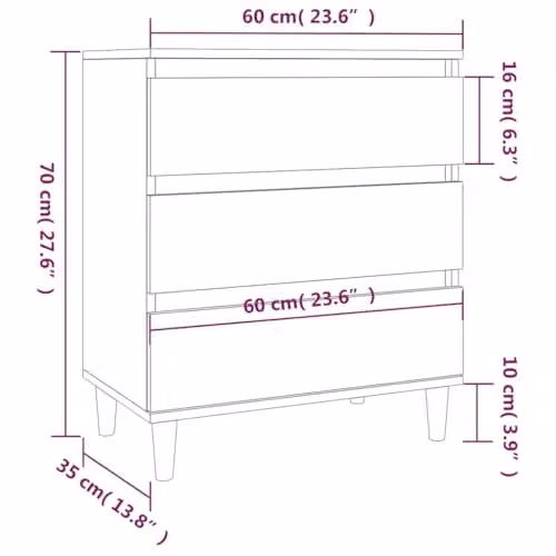 vidaXL Brown Oak Sideboard in Engineered Wood W/D/H: 60 x 35 x 70 cm – 3