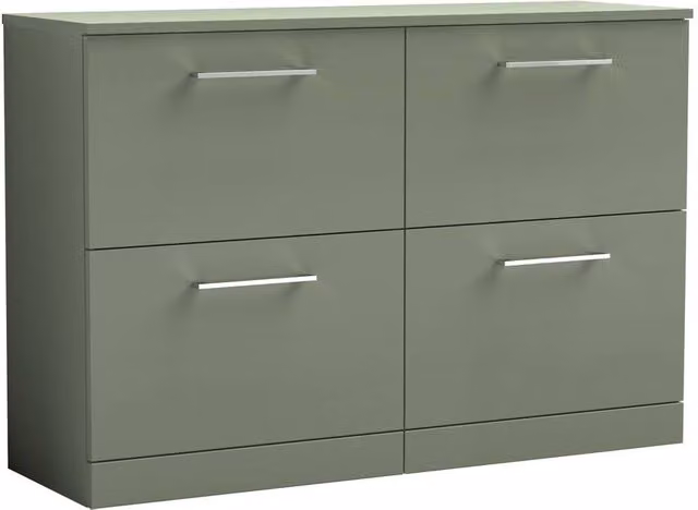Balterley Modern 4 Drawer Floor Standing Vanity Unit and Worktop in Satin Green, Width: 120 cm
