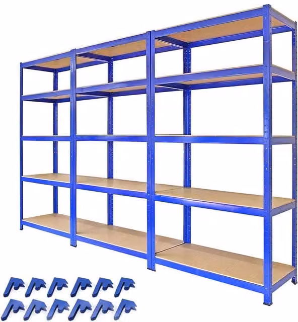 Monstershop 3 x T-Rax Blue Metal Racking and Bay Connectors, 90 cm – 1