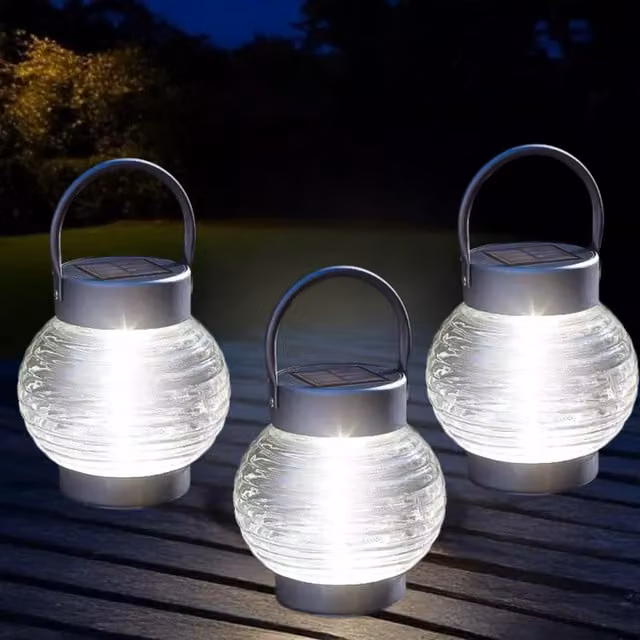 Garden Mile Solar Globe LED Lantern in Black and Transparent Glass