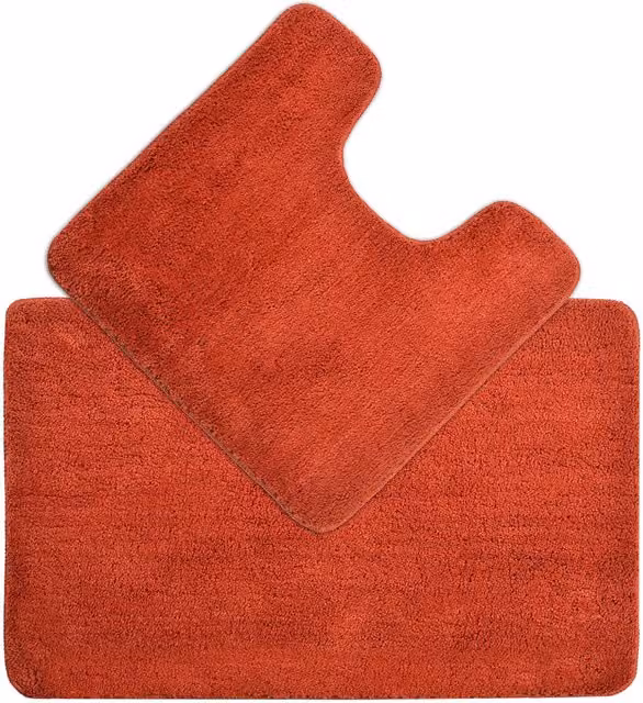 Allure Bath Fashions Two Piece Microfibre Non-Slip Bath and Toilet Mat Set in Terracotta – 1