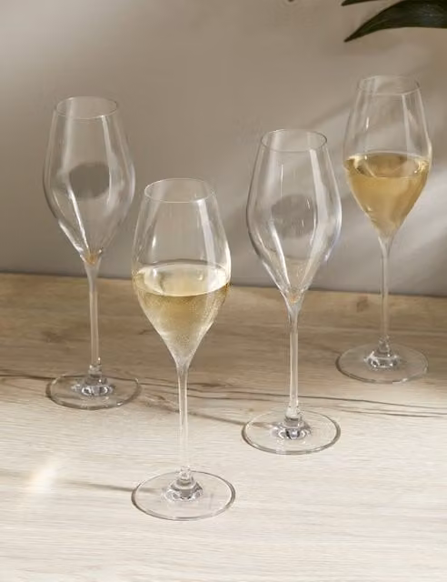 The Sommelier's Edit Set of 4 Transparent Crystal Prosecco Champagne Flutes