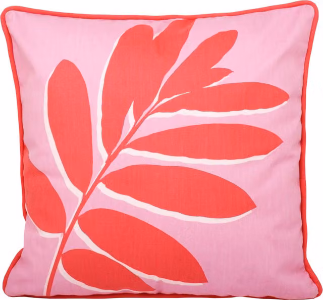 Fusion Pink Floral Leaf Print Outdoor Filled Cushion, W/D/H: 43 x 43 x 43 cm – 3