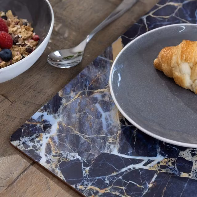 Creative Tops Pack of 4 Premium Non-Slip Cork Placemats in Blue, Gold and Grey, W: 40 cm, D: 29 cm
