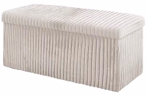Home Republic Corduroy Ottoman Storage Box in Beige, W/D/H: 76 x 38 x 76 cm