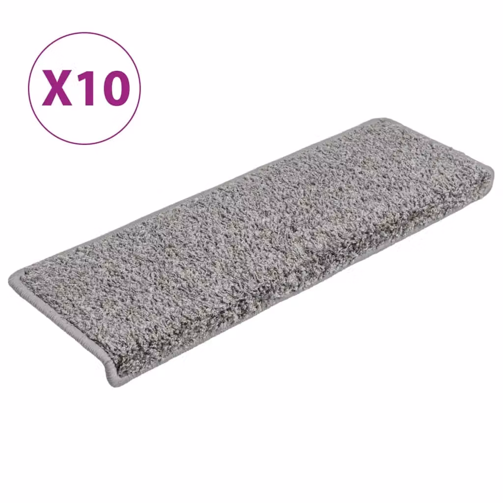 Berkfield Home Self-Adhesive Non-Slip Stair Mats, 10 Pack, Grey, W: 65 cm, D: 21 cm, H: 4 cm – 2