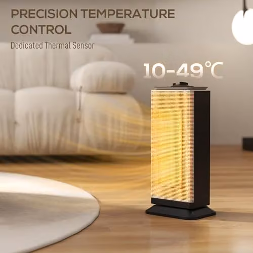 HOMCOM 2000W Ceramic Fan Heater with Adjustable Thermostat and Overheat Protection, Black – 4