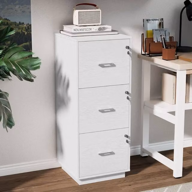EONLION White Lockable 3 Drawer File Cabinet – 1