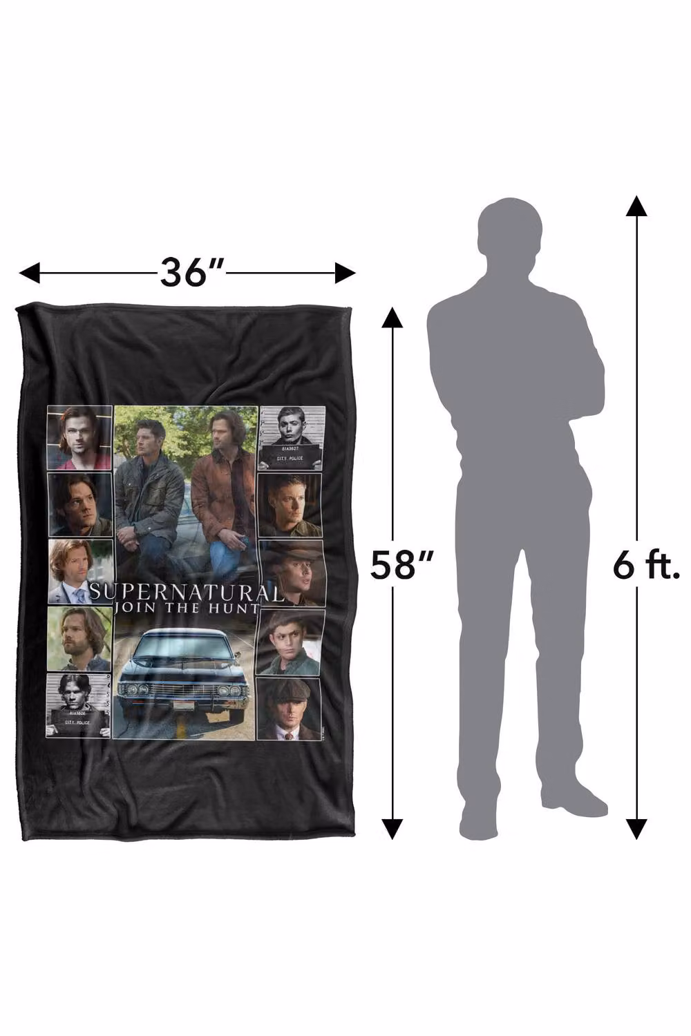 Warner Bros. Supernatural Sam Dean Squares Silky Touch Super Soft Fleece Throw Blanket, Multicolour, W/D/H: 91 x 147 cm – 8