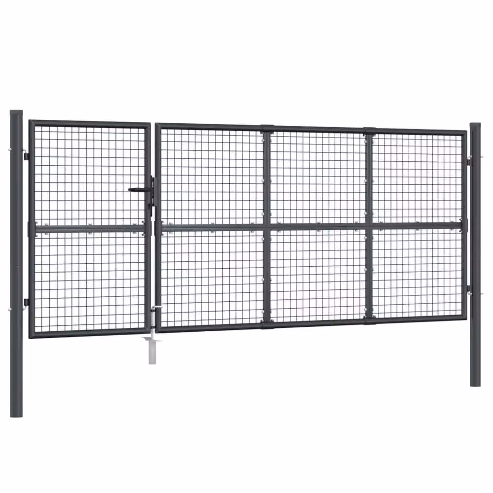 Berkfield Home Anthracite Mesh Garden Swing Gate in Galvanised Steel, W: 350 cm, H: 175 cm – 2