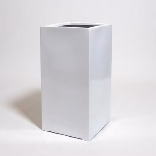 Primrose White Polystone Cubic Planter with Raised Feet and Drainage Hole, Height: 60 cm