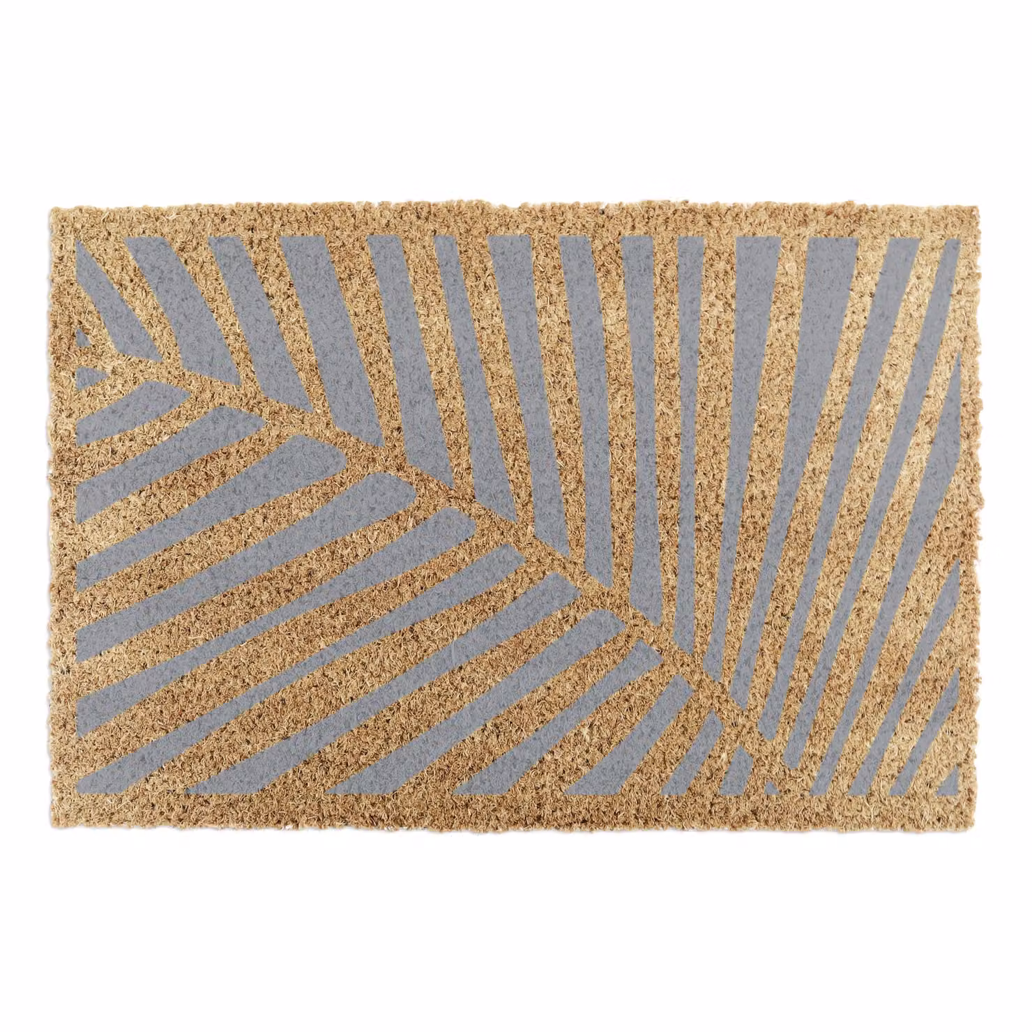 Artsy Mats Grey Floral Palm Leaf Pattern Coir and Natural Rubber Doormat, W: 60 cm, D: 40 cm – 4