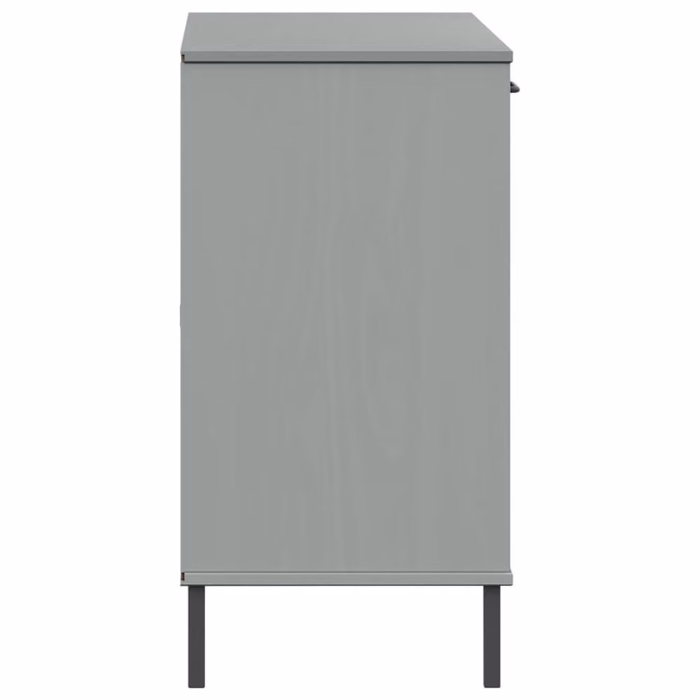 Berkfield Home Oslo Solid Wood Sideboard in Grey with Metal Legs W/D/H: 113 x 40 x 77 cm – 4