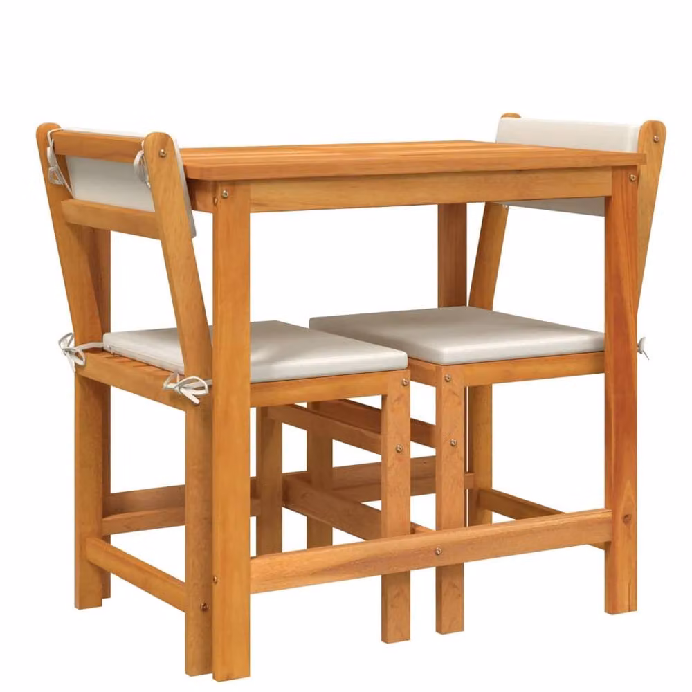 Berkfield Home 3 Piece Rustic Acacia Wood Balcony Set with Cushions in Brown – 3