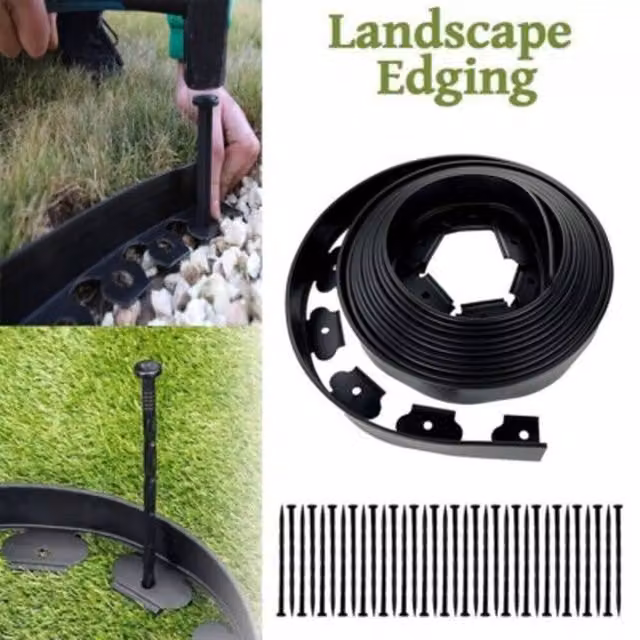 NESTLUNE Flexible Garden Edging Lawn Grass Border, Black, W/H: 100 x 15 cm – 1