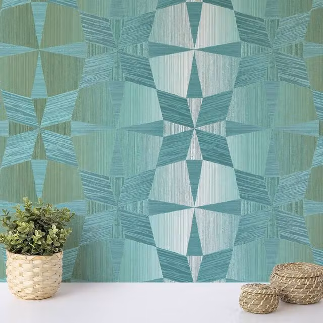 Wallquest Apex Geometric Ombre Abstract Wallpaper in Petrol, Pink, Yellow and Grey