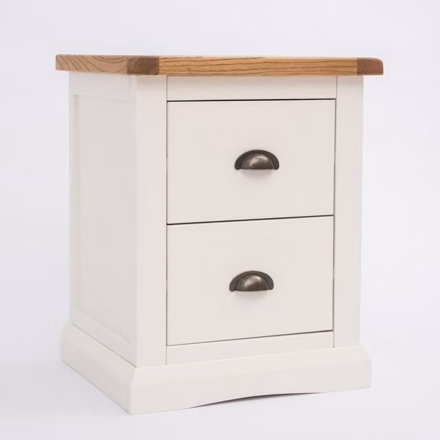 Cabinet Bits Cosenza 2 Drawer Bedside Cabinet in White and Gold