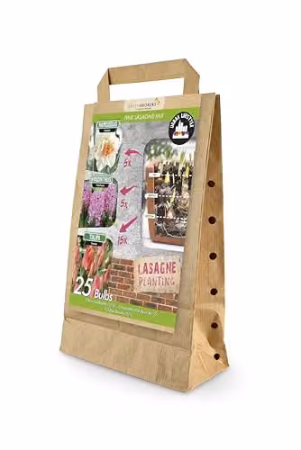 GreenBrokers Pink Lasagne Mix of 30 Spring Flower Bulbs including Narcissus Replete, Hyacinthus Pink Pearl and Tulipa Toronto