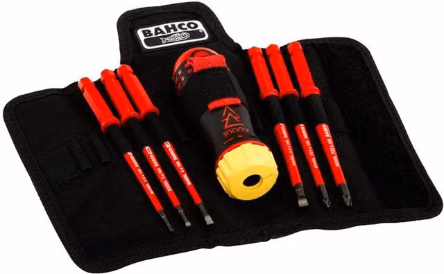Bahco 6 Piece Insulated Ratcheting Screwdriver Set in Red