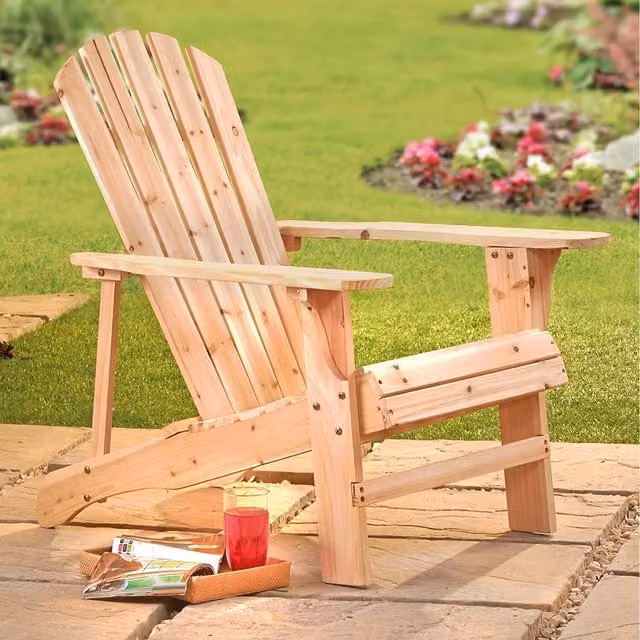 Garden Gear Classic Adirondack Chair Lounger in Brown Wood