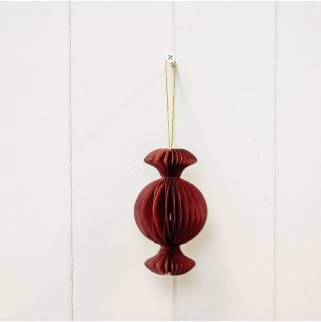 KDMD Set of 3 Claret Red Vintage Candy Christmas Baubles