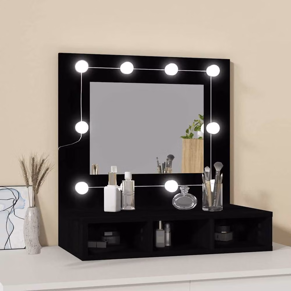Berkfield Home Modern Black LED Mirror Cabinet with Open Shelf, W/D/H: 60 x 31.5 x 62 cm – 3