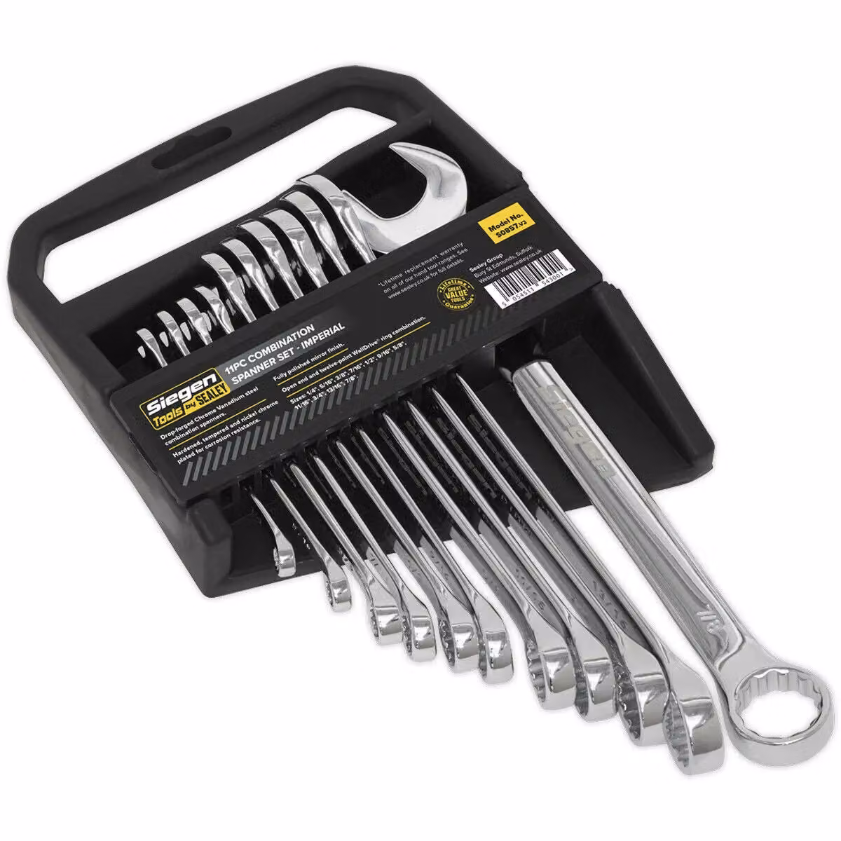 Loops 11pc Slim Handled Combination Spanner Set in Silver Chrome Vanadium Steel – 2