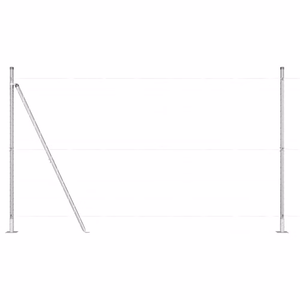 vidaXL Set of 52 Silver Galvanised Steel Square Fence Posts, W/D/H: 3.2 x 3.2 x 83.5 cm – 2