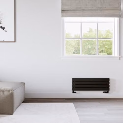 UK Radiators Typhoon Axis Black Horizontal Double Panel Designer Steel Radiator W: 80 cm, H: 27.2 cm – 3