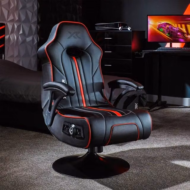 X Rocker Torque 2.1 Audio Console Gaming Chair in Black and Red with Headrest and Armrests – 1