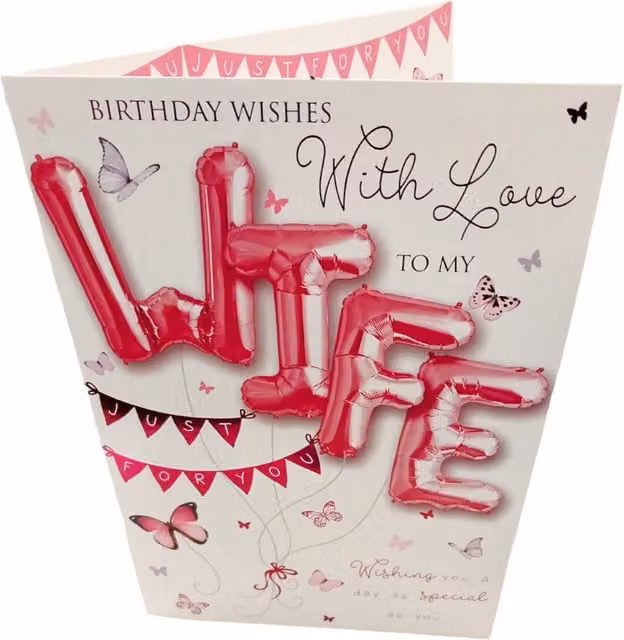 Sensations Birthday Wishes With Love To My Wife Balloon Boutique Greeting Card, Multicolour
