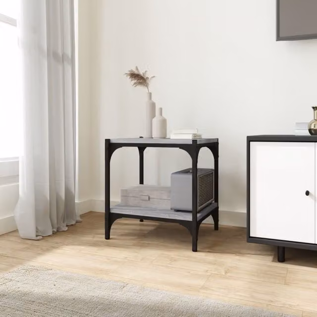 Berkfield Home Grey Sonoma TV Cabinet in Engineered Wood and Steel, W/D/H: 40 x 33 x 41 cm