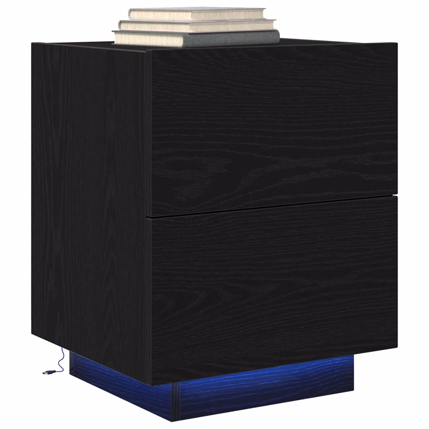 Berkfield Home Set of 2 Black Oak Bedside Cabinets with Integrated LED Lights, W/D/H: 45 x 40 x 55 cm – 3